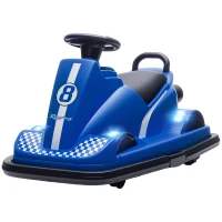 AIYAPLAY Kids Bumper Car, 360° Rotation Spin Electric Waltzer Car with LED Lights, Music for Ages 3-8 Years Old, Blue(m-11)