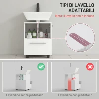 HOMCOM Mobile Sottolavabo Bagno con Cassetto e Armadietto, in Legno, 41.5x35.5x59 cm, Bianco(m-4)