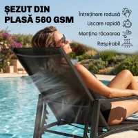 Outsunny Șezlong cu 5 Poziții, 118x58x80 cm, Negru(m-6)