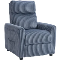 HOMCOM Poltrona Relax Reclinável Manual Estofada em Veludo com Apoio para Pés 73x86x100 cm Azul Escuro(m-11)