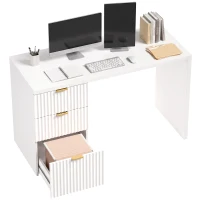 HOMCOM Computer Desk with 3 Drawers Reversible Home Office Desk 120 cm, White(m-13)