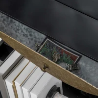 HOMCOM Specchio da Parete Rotondo da Ø61cm con Cassetto e Cornice in Metallo Nero(m-6)