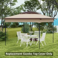 Outsunny Pop up Gazebo Cover, 2-Tier Gazebo Roof Replacement for 3.25m x 3.25m Frame, 30+ UV Protection, Beige(m-8)