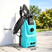 Outsunny Mașină de Spălat cu Presiune 1500 W, 120 Bari, Debit 390 L/h, Electrică cu Duza Reglabilă, Albastru(m-3)