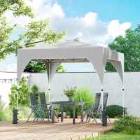 Outsunny Gazebo Pieghevole 3x3 m con Prese d'Aria, Sacchi di Sabbia e Borsa, in Tessuto Oxford e Metallo, Grigio Scuro(m-10)