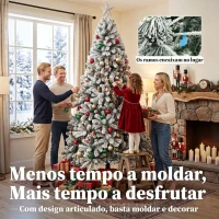 HOMCOM Árvore de Natal Nevada 180 cm com 650 Pontas em PVC Ignífugo, Ramos Articulados, Montagem Rápida, Verde e Branco(m-6)