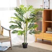 Outsunny 2 Ball Topiary Tree in Pot for Home Decor, Artificial Plant for Home Office, Living Room Decor, Dark Green(m-6)