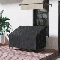 Outsunny 600D Oxford Cloth Furniture Cover, 2 Seater Sofa Protector for Garden Patio, Outdoor, Waterproof, Black, 140L x 84W x 56/94H cm(m-10)