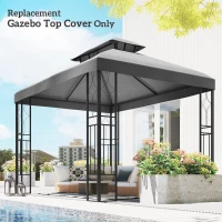 Outsunny Toldo de Recambio 4x3 m con Techo Doble Orificios de Drenaje y Protección UV Solo Toldo NO Incluye Marco Gris(m-10)