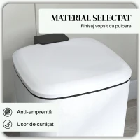 HOMCOM Coș de gunoi de 12L cu pedală și închidere silențioasă, din metal și PP, 24.5x32x34.5 cm, alb(m-6)