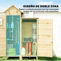 Outsunny Caseta de Jardín de Madera Armario para Herramientas con Estantes Desmontables y Puertas 106x57x167 cm Madera Natural(m-4)