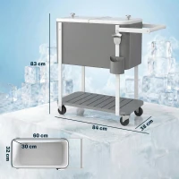 Outsunny Carrito Nevera de 56L con Ruedas Estante Abrebotellas Recogetapas Drenaje y Asa para Patio Fiesta 84x38x83 cm Gris(m-3)