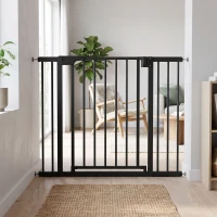 PawHut Barreira de Segurança para Cães e Bebés 76 a 102 cm com Extensão Fixação por Pressão sem Perfuração Branco(m-5)