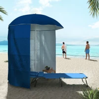 Outsunny Parasol de plage Ø 2,2 x 2,2 cm protection UV sac transport, sardines et lestage intégrés bleu(m-10)