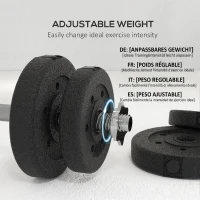 HOMCOM Set de gantere pentru sală de 25 kg în total, cu 12 discuri de greutăți și 2 bare de 2 kg, negru(m-4)