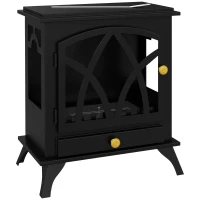 HOMCOM Șemineu pe Bioetanol de Podea cu Rezervor de 1.2L și Acoperire 25㎡, 45x28x54cm, Negru(m-23)