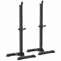 HOMCOM Soporte Barras Pesas de Acero con Altura Ajustable en 12 Niveles Carga Máx. 150 kg 50x49x124-154 cm Negro(m-1)