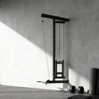SPORTNOW Appareil de musculation mural, station de traction, poulie haute et basse, 2 poulies, en acier, 75 x 16 x 192 cm, noir(m-7)