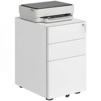 Vinsetto Fiset de Birou 3 Sertare si Incuietoare Serratura, Fiset pentru Birou cu Roti din Otel, 39x48x59cm, Alb(m-11)