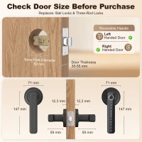 HOMCOM Cerradura de Puerta Inteligente, 5 Accesos por Huella, Código, Tarjeta NFC, Aplicación Tuya/Smart Life y Llave, Negro(m-3)