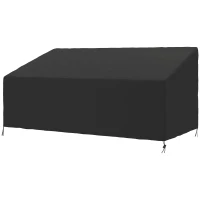 Outsunny 600D Oxford Cloth Garden Furniture Cover Waterproof, 3 Seater Sofa Protector for Patio, Outdoor, Black, 218 x 111 x 63-101 cm(m-11)