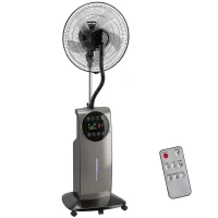HOMCOM Ventilatore Nebulizzatore a Rotelle con 3 Modalità. 3 Velocità e Timer 12h, 50x39x138 cm, Nero(m-1)