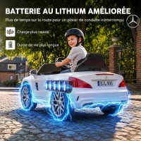 AIYAPLAY Voiture Électrique Enfants 12V Mercedes-Benz SL500, 3-5 km/h, 2 Moteurs, Télécommande 2,4G, pour 3-5 Ans, Blanc(m-5)
