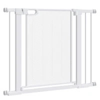 PawHut Pet Safety Gate, for Doorways, Staircases, Hallways, with Extensions Kit, 75-103cm - White(m-10)