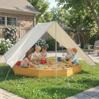 AIYAPLAY Bac à sable en bois avec auvent, bac à sable enfant extérieur avec 4 bancs, doublure de fond, jaune(m-11)