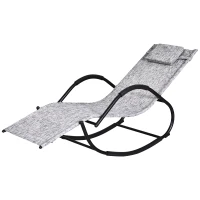 Outsunny Lettino Sedia Sdraio a Dondolo Zero-gravity da Giardino, Impermeabile, Sedia a Dondolo Esterno con Poggiatesta, Grigio 160x61x79 cm(m-11)