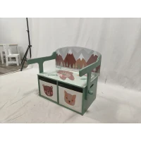 AIYAPLAY Baú de Brinquedos Infantil 3 em 1, Conjunto Mesa e Cadeiras com 2 Cestos de Tecido Removíveis e Alça, 3-6 anos, Verde(m-5)