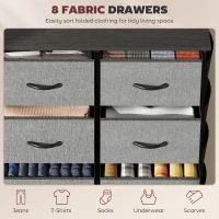 HOMCOM Chest of Eight Fabric Drawers - Charcoal Grey(m-4)