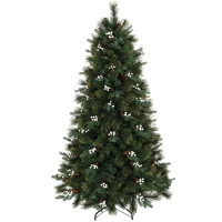 HOMCOM 6ft Artificial Christmas Tree, Fir Hinged Xmas Tree with 716 Branch Tips, Foldable Metal Stand, Easy Assembly, Green(m-1)