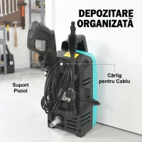 Outsunny Mașină de Spălat cu Presiune 1500 W, 120 Bari, Debit 390 L/h, Electrică cu Duza Reglabilă, Albastru(m-7)