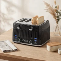 HOMCOM 4 Slice Toaster with 7 Browning Levels, Bread Toaster with Removable Crumb Tray, Black(m-9)