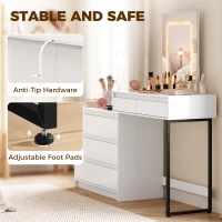 HOMCOM Vanity Makeup Desk LED Mirror Dressing Table Large Storage 5 Drawers White(m-7)