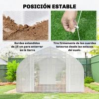 Outsunny Invernadero de Túnel 6x3x2 m con Anti-UV y Puerta Enrollable con Cremallera Paredes Laterales con Malla Blanco(m-7)