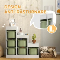 AIYAPLAY Raft pentru jucării, 3 niveluri, 6 cutii, pentru copii 3-8 ani, 96 x 38,5 x 90 cm, verde(m-6)