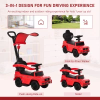 HOMCOM 3 in 1 Kids Ride on Push Car Toddler Sliding Car G350 Licensed Walker Foot to Floor  Horn Steering Wheel NO POWER, Red(m-4)