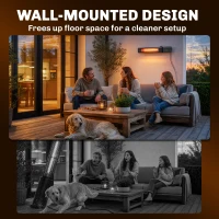 Outsunny 2000 W Electric Infrared Patio Heater, IP65 Outdoor Garden Heater with APP/Touch/Remote Control, 9 Heat Settings, Black(m-8)