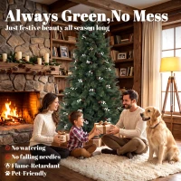 HOMCOM 6ft Artificial Christmas Tree, Fir Hinged Xmas Tree with 716 Branch Tips, Foldable Metal Stand, Easy Assembly, Green(m-4)