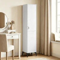 HOMCOM Armoire chambre étroite penderie avec porte, tringle et étagères de rangement, 36 x 40 x 180 cm, blanc(m-2)