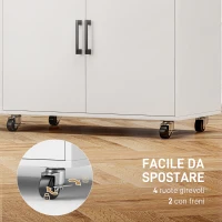 HOMCOM Mobile Asse da Stiro con Armadietto a 2 Ante e Spazio Aperto, 125x43.5x102.5 cm, Bianco(m-7)