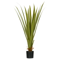 HOMCOM Artificial Plants Agave Succulent in Pot Desk Fake Plants for Home Indoor Outdoor Decor, 15x15x90cm, Green(m-11)