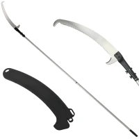 Outsunny Manual Pole Saw, 1.8-2.9 m Extendable Tree Pruner, Tree Lopper Long Reach Telescopic with Extendable Handle & 40 cm Saw for Tree Trimming(m-1)