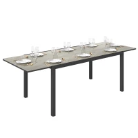 Outsunny Masă de Grădină Extensibilă de 160-240 cm pentru 6-8 Persoane Rectangulară din Oțel și Aluminiu, Efect Lemn(m-11)