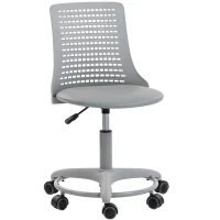 HOMCOM Cadeira de Escritório sem Braços Cadeira de Secretária Giratória em Malha com Encosto Vazado Ajustável 43x42x74-86 cm Cinza(m-1)