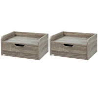 HOMCOM Floating Nightstands Set of 2, Wall Mounted Bedside Table with Drawer for Bedroom, Grey(m-11)