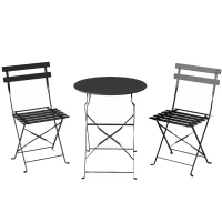 Outsunny Set Bistrò Esterno, Arredo Giardino Pieghevole con Tavolo e 2 Sedie, Nero.(m-1)
