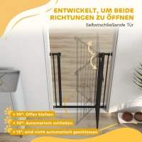 PawHut Honden Veiligheidshek, Dubbele Vergrendeling, Zelfsluitende Deur, 104 cm Hoog, Staal, Zwart(m-5)